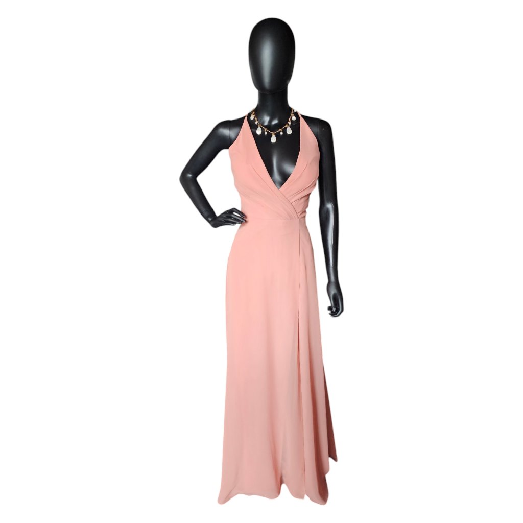 Jenny Yoo Nwot V-Neck Halter Back Sunset Chiffon Formal Gown